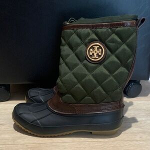 Quilted Green and Brown Boots